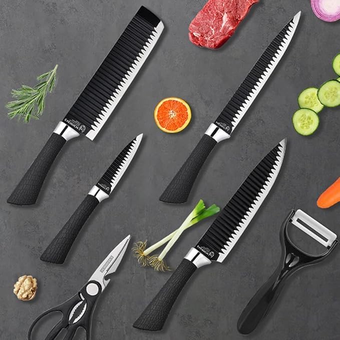 Kit de Facas para Churrasco e Cozinha 8 Peças – Aço Inoxidável com Garra e Amolador