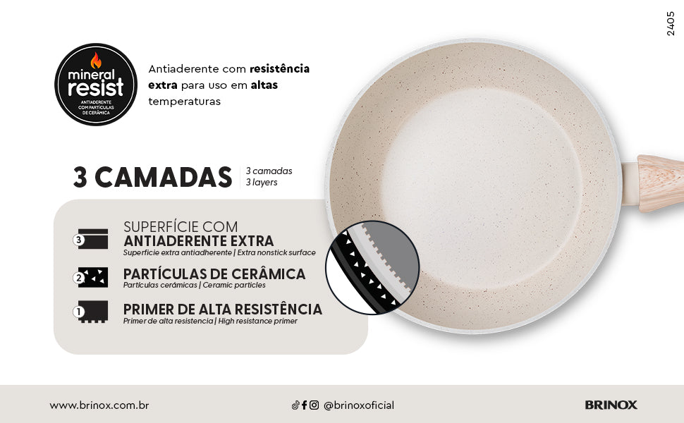 Conjunto de Panelas Ceramic Life Sirius Vanilla com Indução – Antiaderente Premium 6 Peças