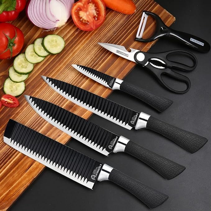 Kit de Facas para Churrasco e Cozinha 8 Peças – Aço Inoxidável com Garra e Amolador