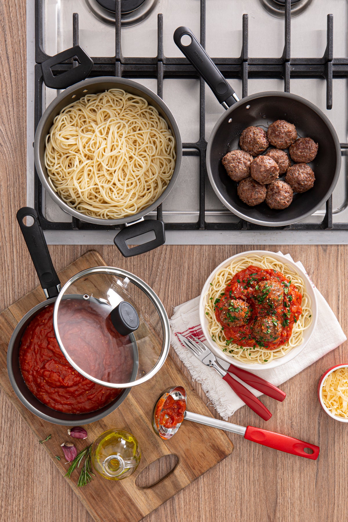 Conjunto de Panelas Antiaderentes Ebony Preto – Cozinha Completa com 5 Peças