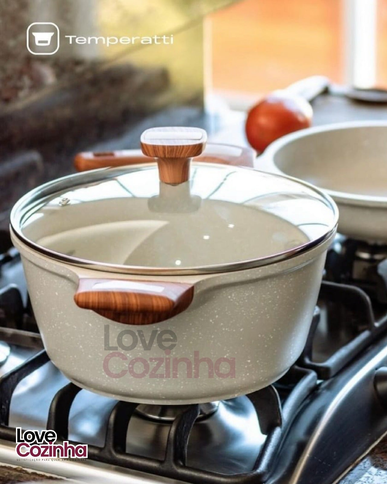 Conjunto Premium Cerâmico Antiaderente – Caçarolas e Frigideiras Temperatti Bianco – 9 Peças