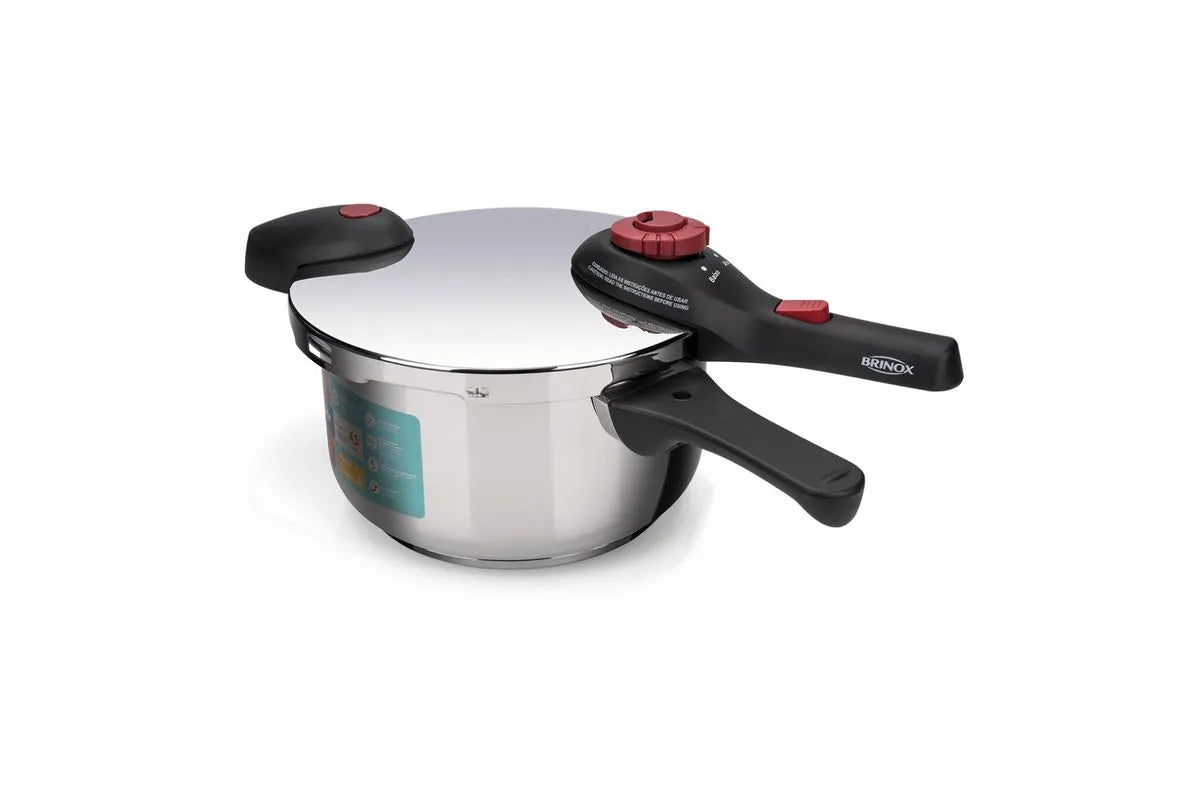 Panela de Pressão Inox Premium com Fundo Triplo e 5 Dispositivos de Segurança – 4,5 Litros