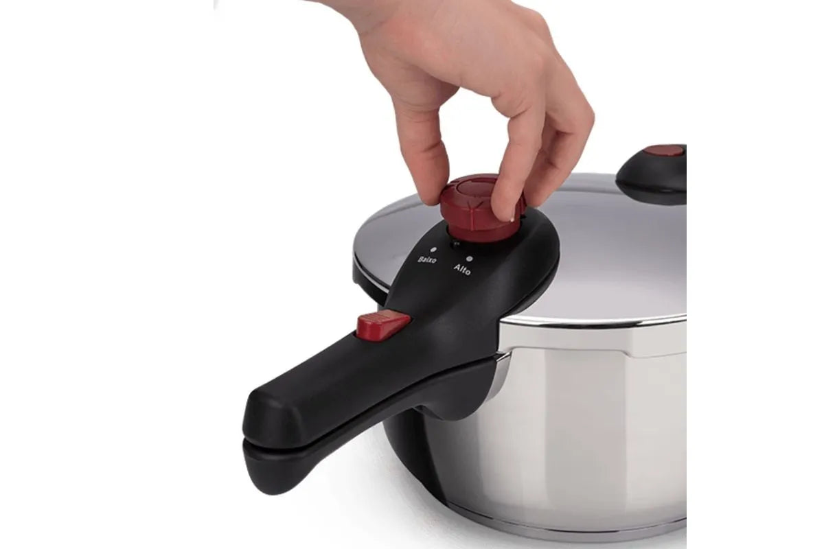 Panela de Pressão Inox Premium com Fundo Triplo e 5 Dispositivos de Segurança – 4,5 Litros
