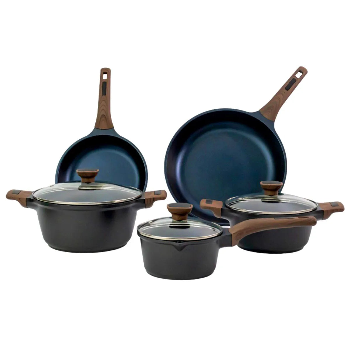 Conjunto Premium Cerâmico Antiaderente – Caçarolas e Frigideiras Temperatti Niger – 9 Peças