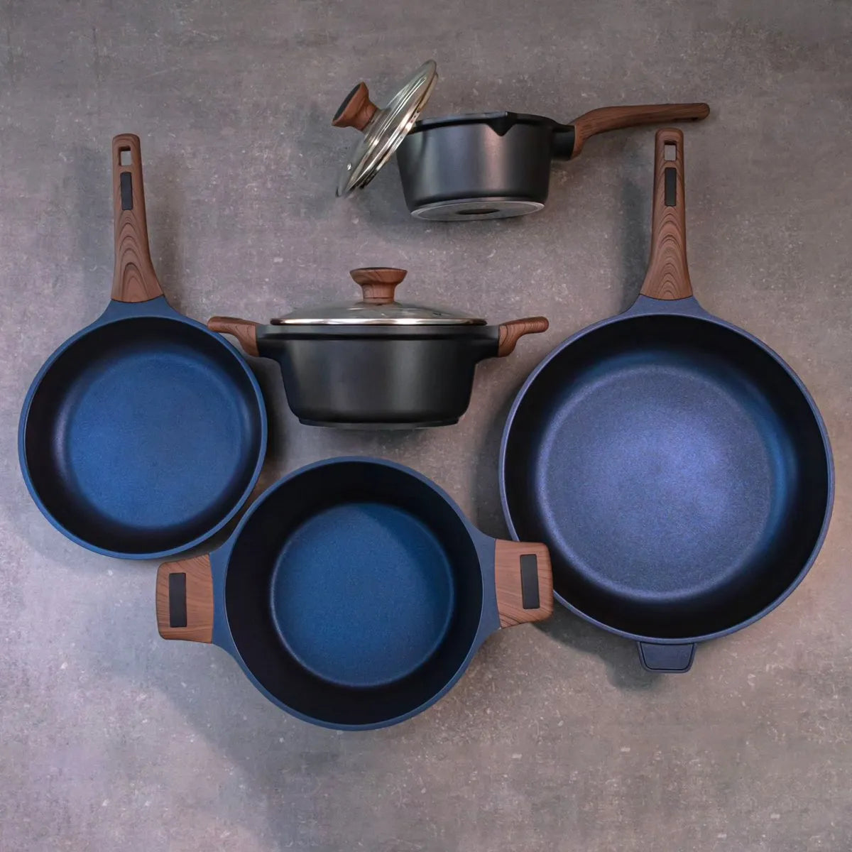 Conjunto Premium Cerâmico Antiaderente – Caçarolas e Frigideiras Temperatti Niger – 9 Peças