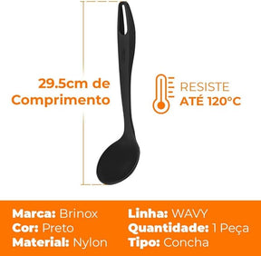 Pegador de Massa Nylon Preto Wavy – Essencial para Cozinha