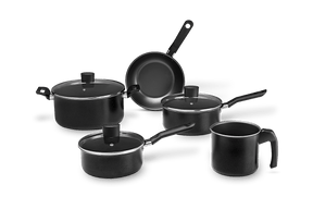 Conjunto de Panelas Antiaderentes Ebony Preto – Cozinha Completa com 5 Peças